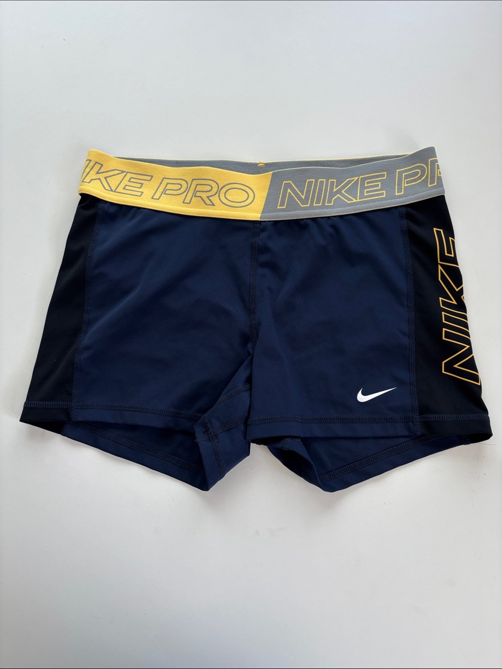 Nike Pro Navy Blue and Yellow Athletic Shorts -647sku